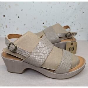 BORN Atzel Handcrafted Footwear Leather Block Heel Slingback Tan Sandals Size 9